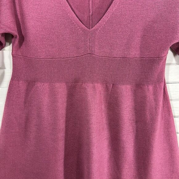 MIXIT Sweater Medium Pink Wool Blend Plunge Neckline - Picture 9 of 13